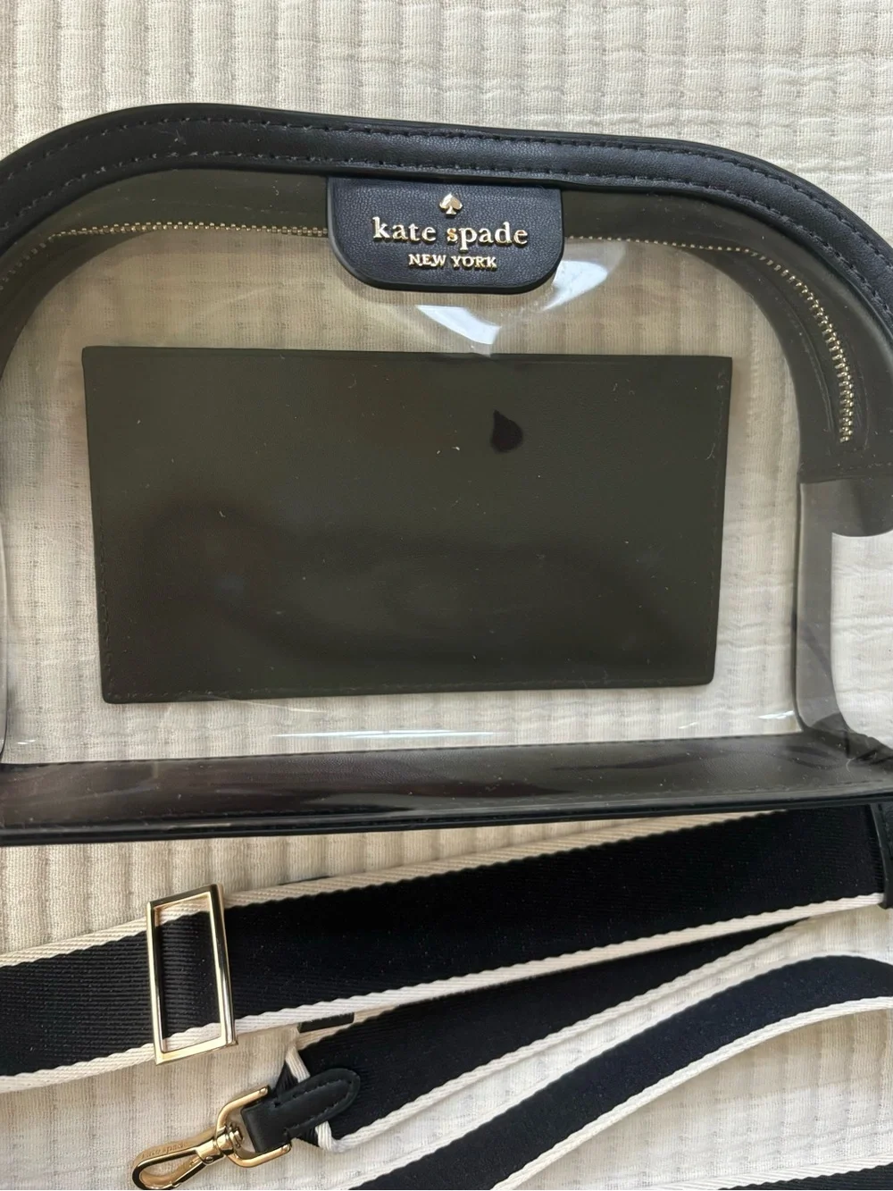 Kate Spade Clare Clear Small Dome Crossbody Bag Black Multi Stadium Bag NWT - Picture 7 of 16